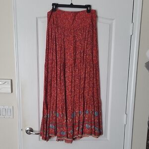 NATURAL LIFE Red and Blue Floral Maxi Skirt